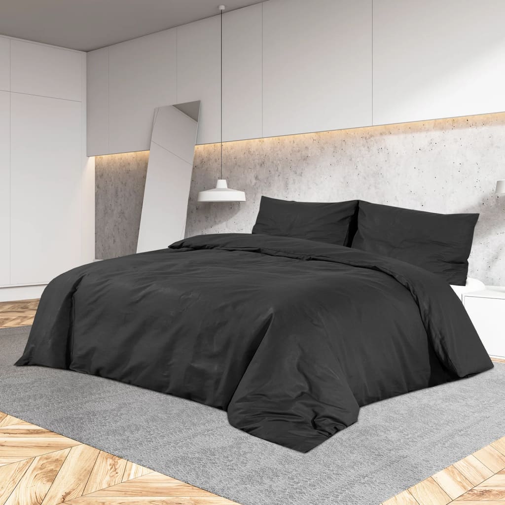 foto del prodotto set copripiumino nero 200x200 cm in cotonecod mxl 80171