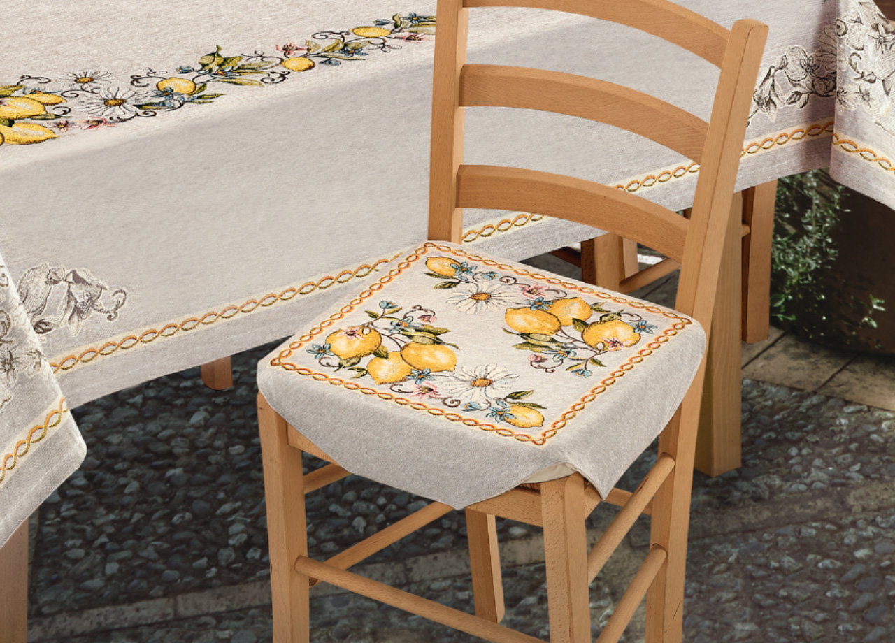 foto del prodotto set cuscini coprisedia imbottiti cinigliati sfoderabili modello limoni gialli - aletta 6pz - limoni