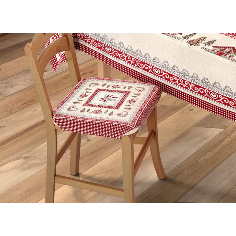 foto del prodotto set cuscini coprisedia imbottiti cinigliati sfoderabili modello tirolese monte bianco made in italy, misuraaletta 6pzcoloremonte bianco