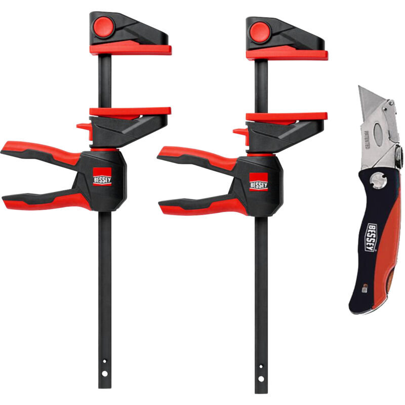foto del prodotto set d azione bessey 2x morsetti a una mano ez360 30 1x coltello pieghevole dbkph eu