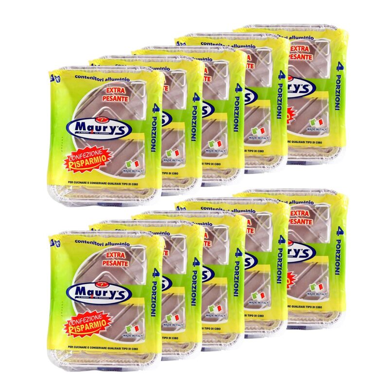 foto del prodotto set da 10 contenitori rettangolari in alluminio da 4 porzioni maury s