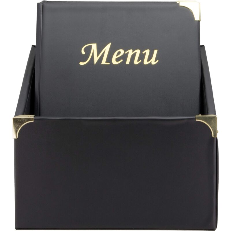 foto del prodotto set da 10 porta menu a4 linea basic più box - per caffè, ristoranti, bar - formato a4 - pvc - colore nero - securit