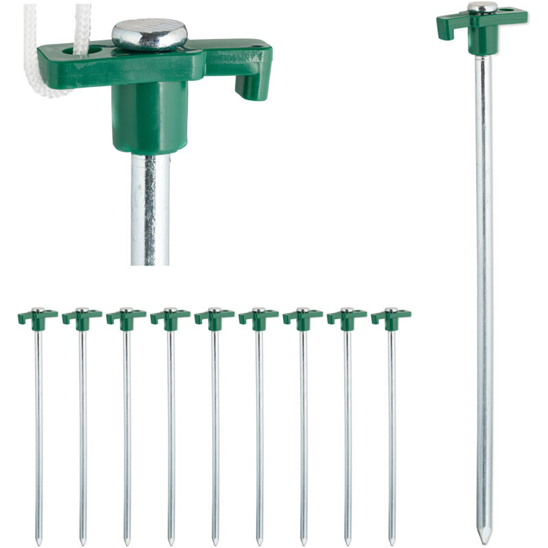 foto del prodotto set da 100 picchetti, pioli da tenda, ancoraggio su terreni duri, 25cm, campeggio, acciaio zincato, verde