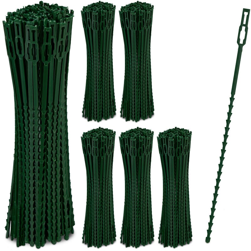 foto del prodotto set da 1200 fascette da giardinaggio, lunghe 23 cm, in plastica, per pomodori e piante rampicanti, multiuso, verde