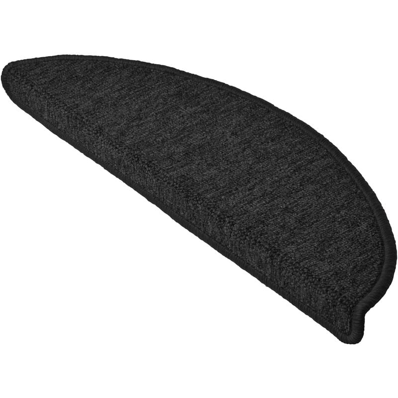 foto del prodotto set da 15 tappetini per scale passatoie per singoli gradini in un set risparmio da 15 unit 55 x 15 cm a forma di mezzaluna antracite, 55 x 15