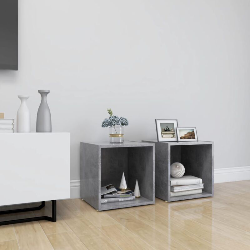 foto del prodotto set da 2 cubi ideali per salotto dal design moderno in legno vari colori colore cemento