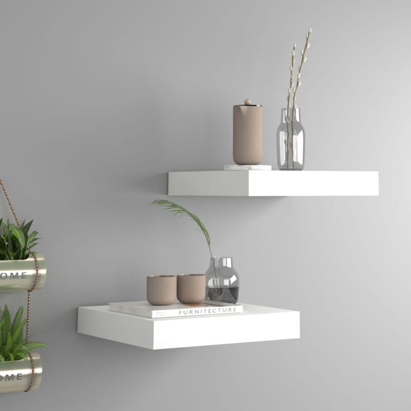 foto del prodotto set da 2 mensole a sospensione ideali per qualsiasi ambiente 23x23cm vari colori colore bianco
