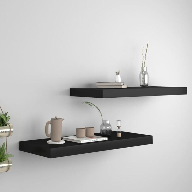 foto del prodotto set da 2 mensole a sospensione ideali per qualsiasi ambiente 60x23cm vari colori colore nero