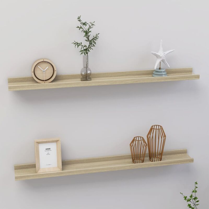 foto del prodotto set da 2 mensole a sospensione in legno marrone disponibili in varie misure dimensioni 80 x 9 x 3 cm