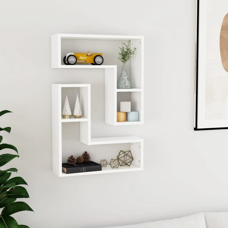 foto del prodotto set da 2 mensole con design ad l con scomparti interni vari colori disponibili colore bianco