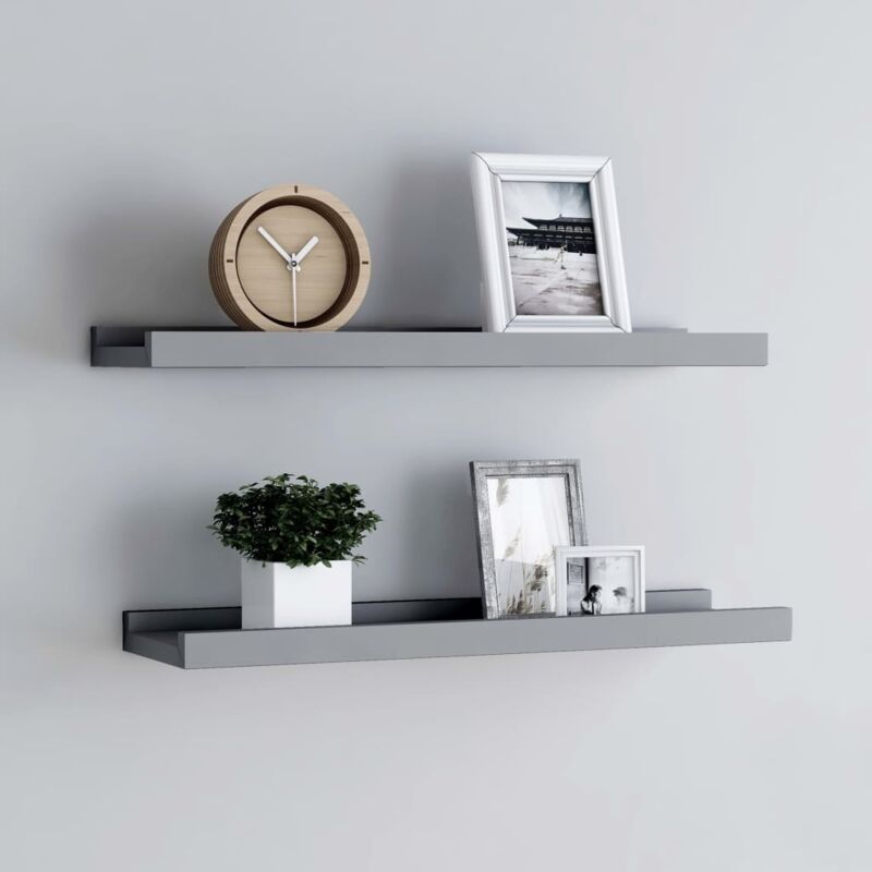 foto del prodotto set da 2 mensole ideali per ogni ambiente da 40x9x3cm disponibili vari colori colore grigio