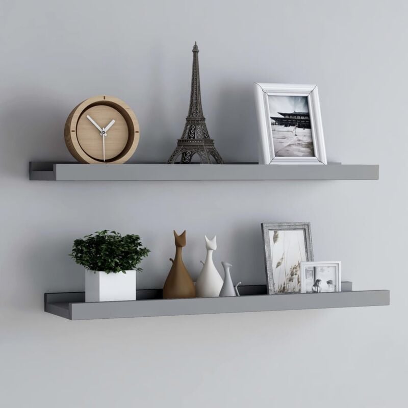 foto del prodotto set da 2 mensole ideali per ogni ambiente da 80x9x3cm disponibili vari colori colore grigio