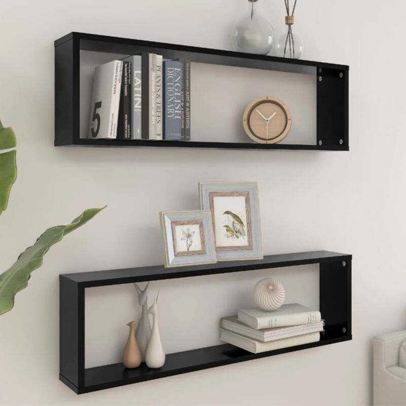 foto del prodotto set da 2 mensole moderne design rettangolare 100x15x30cm disponibili vari colori colore nero