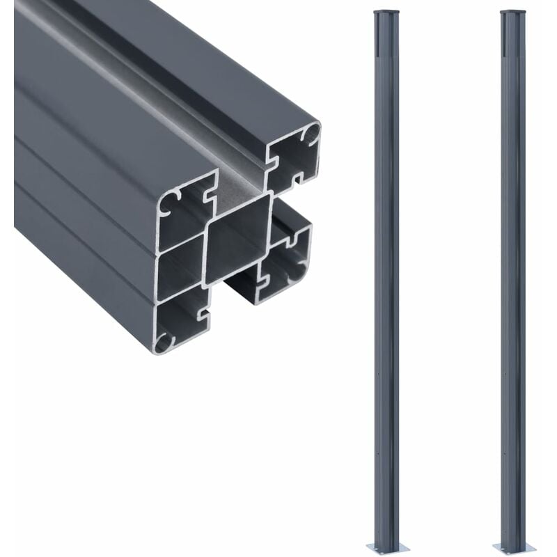 foto del prodotto set da 2 pali di recinzione 185cm alluminio resistente disponibili vari colori colore: grigio scuro