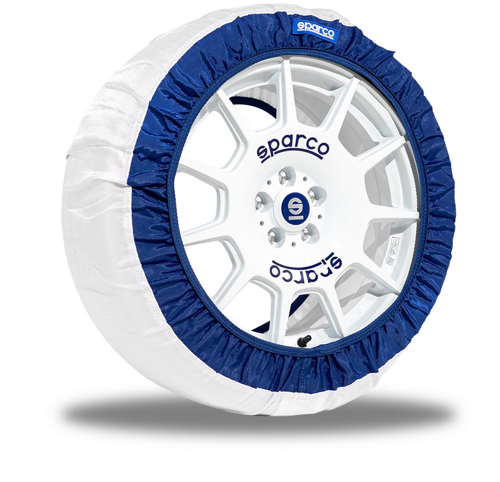 foto del prodotto set da 2 pezzi xl di calze da neve per gomme in tessuto bianco sparco