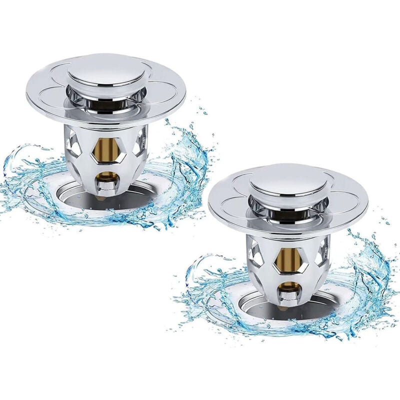 foto del prodotto set da 2 pz scarico lavabo bagno universale pop up tappo lavandino bagno filtro