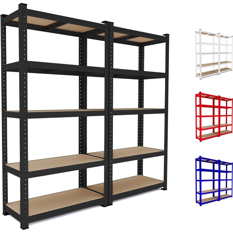 foto del prodotto set da 2 racine black - scaffale in legno e metallo a 5 ripiani 180 x 90 x 40 cm