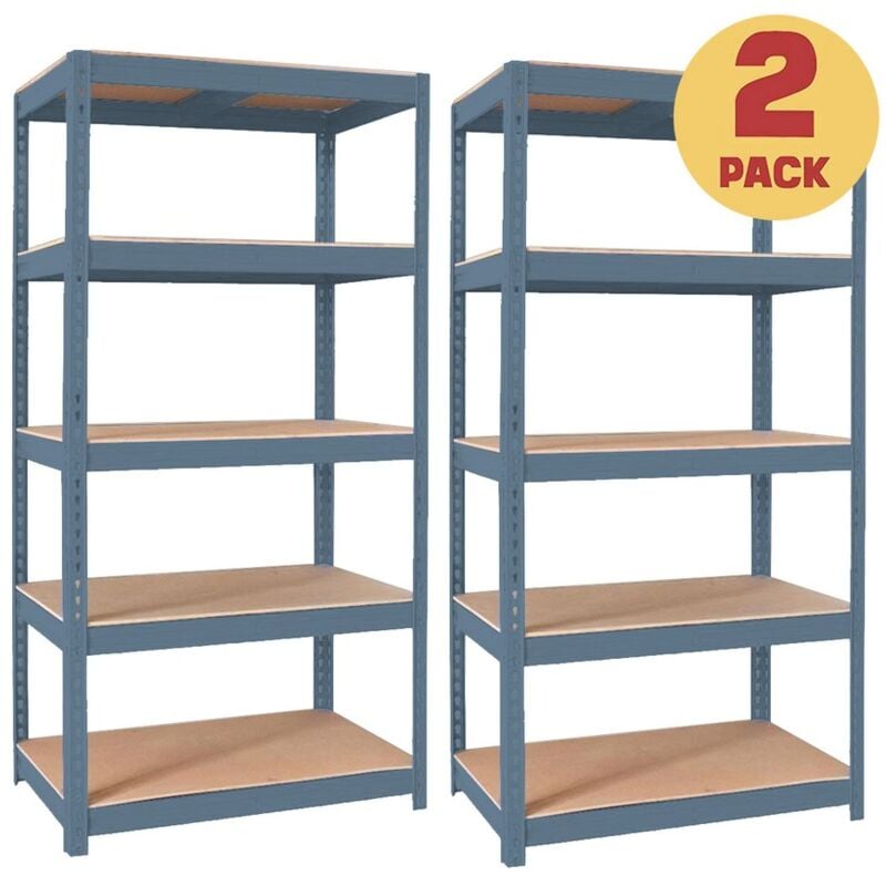 foto del prodotto set da 2 scaffali metallici 150x75x30 cm, cedro