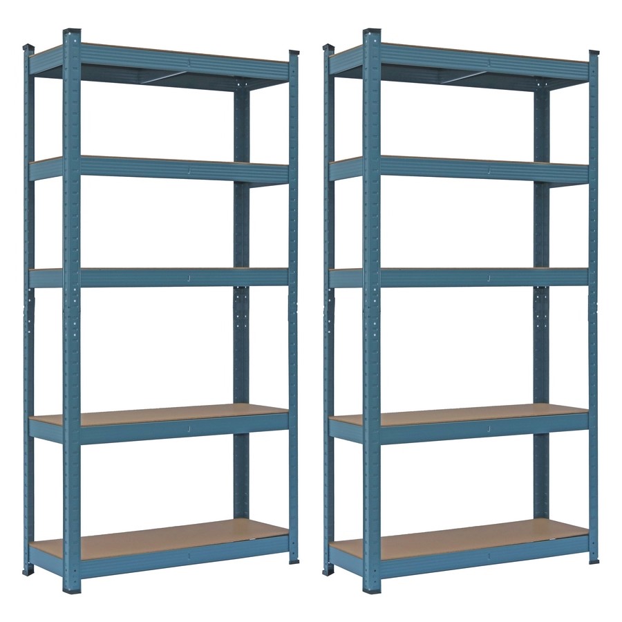 foto del prodotto set da 2 scaffali metallici 150x75x30 cm colore cedro 5 ripiani