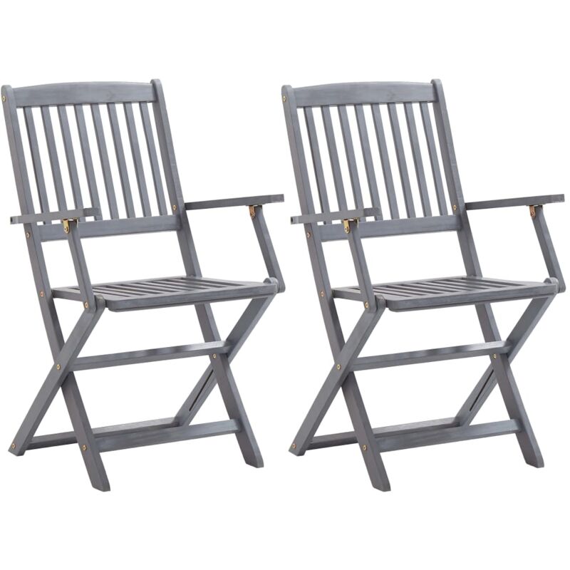 foto del prodotto set da 2 sedie da giardino in legno massello con braccioli vari colori colore grigio
