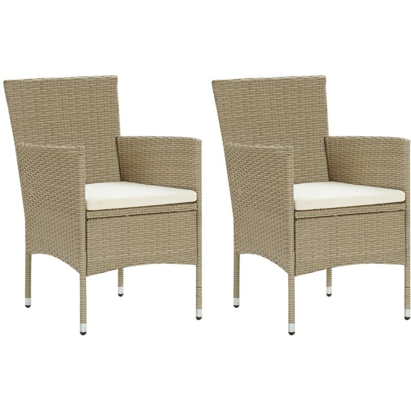 foto del prodotto set da 2 sedie da giardino in polyrattan con cuscini eleganti vari colori colore beige
