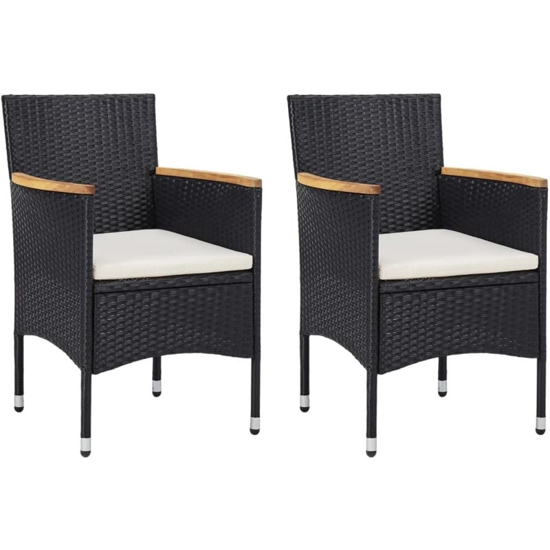 foto del prodotto set da 2 sedie da giardino in polyrattan nera con cuscino design elegante