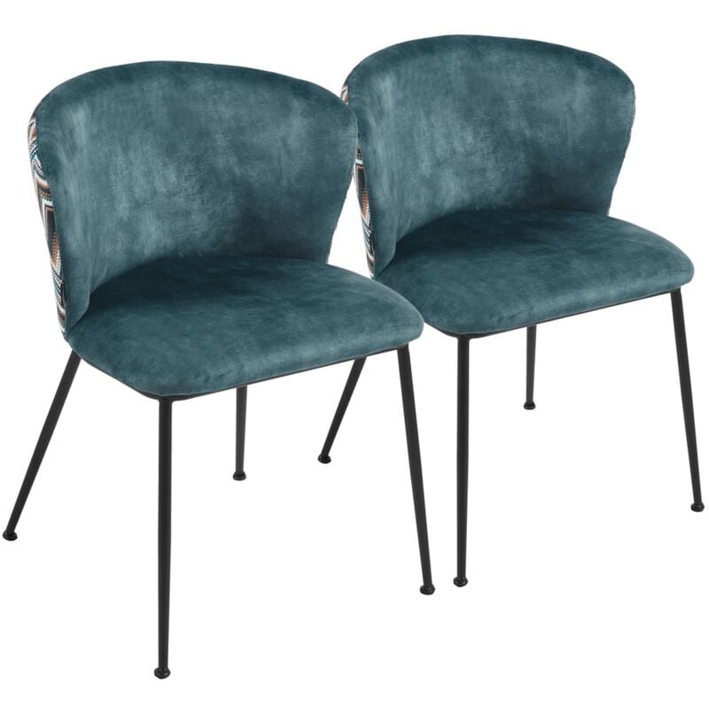 foto del prodotto set da 2 sedie eleganti in tessuto petrolio con gambe nere charles