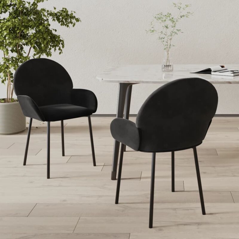 foto del prodotto set da 2 sedie in velluto con shcienale arrotondato disponibile in vari colori colore nero