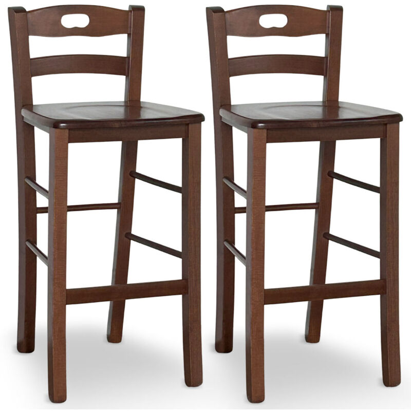 foto del prodotto set da 2 sgabelli in legno noce scuro h 66 cm con manico con seduta in massello