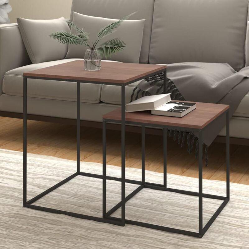 foto del prodotto set da 2 tavolini da salotto di diverse altezze disponbili in vari colori colore marrone