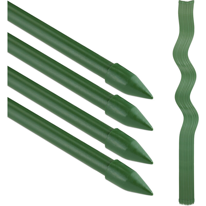 foto del prodotto set da 20 sostegni verticali per pomodori, piante rampicanti, 120 cm, 10 mm, inossidabil, acciaio, verde relaxdays