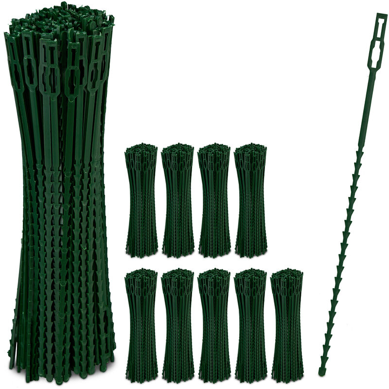 foto del prodotto set da 2000 fascette da giardinaggio, lunghe 23 cm, in plastica, per pomodori e piante rampicanti, multiuso, verde