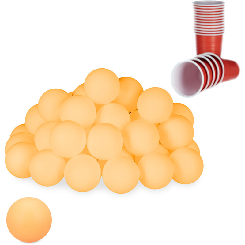 foto del prodotto set da 288 palline da beer pong, per ping pong, tennis da tavolo, senza scritta, diametro 38 mm, arancione