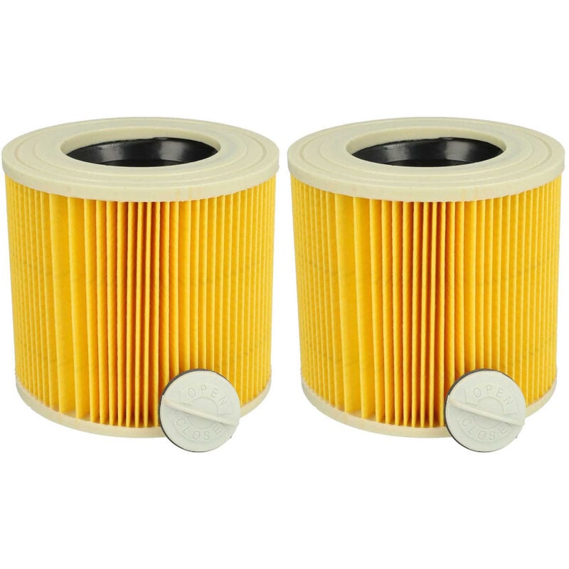 foto del prodotto set da 2x filtro a pieghe piatte compatibile con k rcher a 2524 pt, a 2534 pt, a 2554 me aspiratore umido/secco - cartuccia filtrante, giallo - vhbw