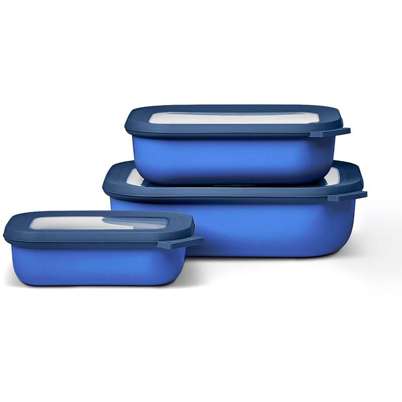 foto del prodotto set da 3 contenitori cirqula rettangolare contenitori per alimenti con coperchio adatti come contenitori ermetici per frigo, congelatore,