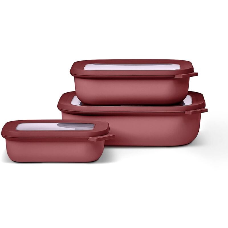 foto del prodotto set da 3 contenitori cirqula rettangolare contenitori per alimenti con coperchio adatti come contenitori ermetici per frigo, congelatore,