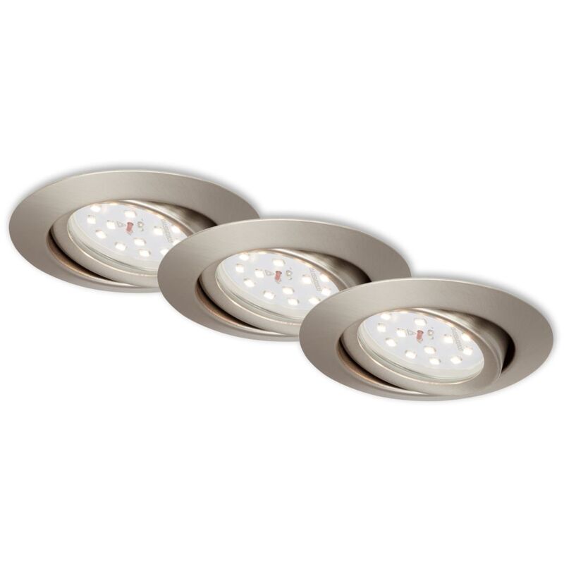 foto del prodotto set da 3 lampade da incasso led, 8,2 cm, 3,5 w, nichel opaco briloner leuchten