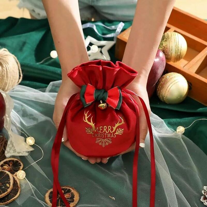 foto del prodotto set da 3 pezzi borsa tascabile natalizia in velluto, borsa per mele, scatola per caramelle natalizie, borsa festosa in flanella, stile tascabile