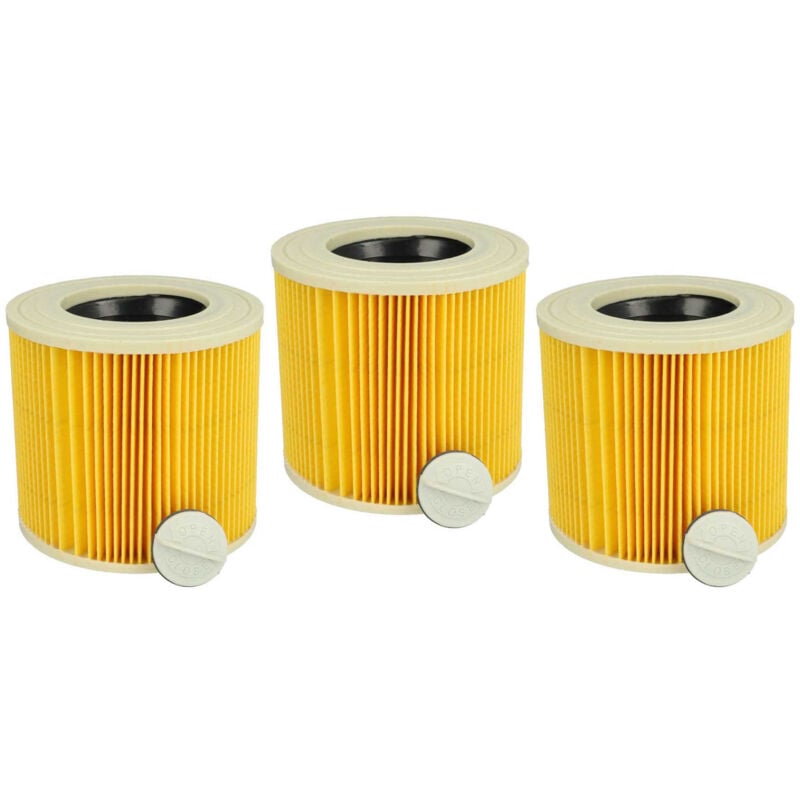 foto del prodotto set da 3x filtro a pieghe piatte compatibile con k rcher nt 20 1 me classic, mv 3 premium aspiratore umido secco - cartuccia filtrante, giallo - vhbw