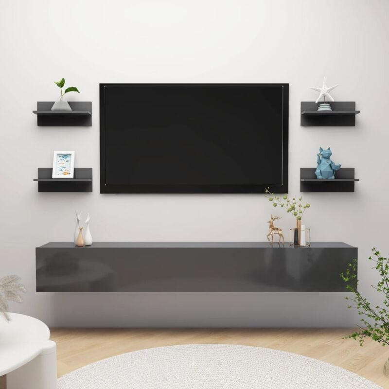 foto del prodotto set da 4 mensole a parete ideali per salotto moderne vari colori colore grigio