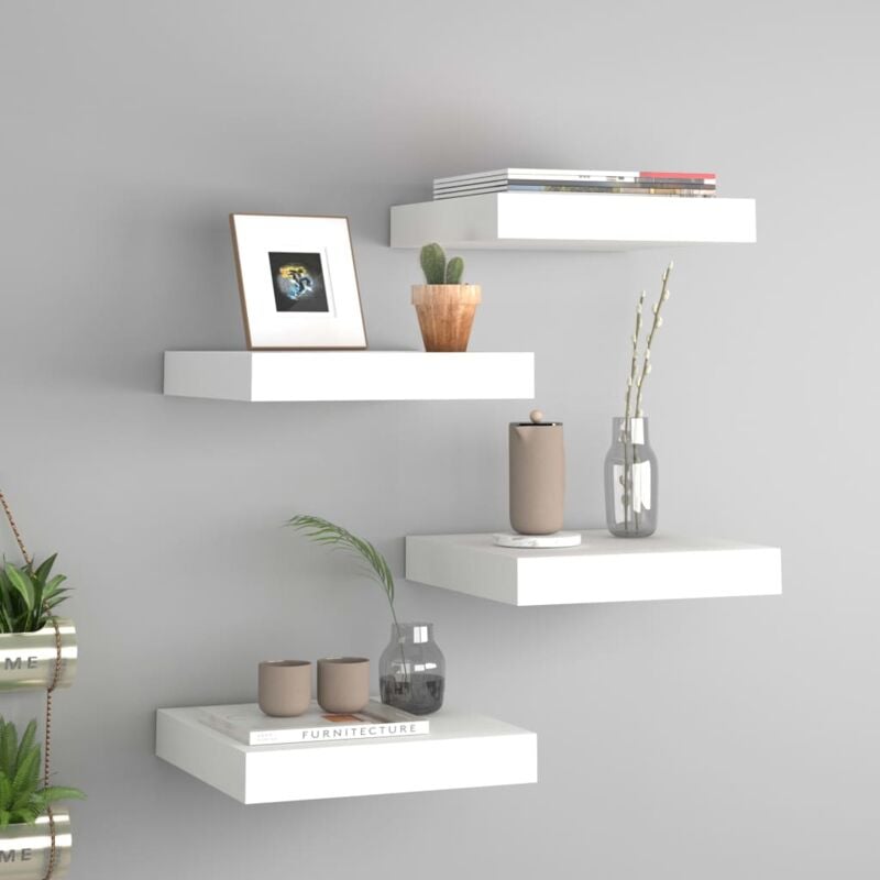 foto del prodotto set da 4 mensole a sospensione ideali per qualsiasi ambiente 23x23cm vari colori colore bianco