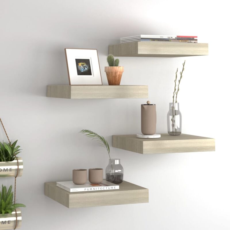 foto del prodotto set da 4 mensole a sospensione ideali per qualsiasi ambiente 23x23cm vari colori colore marrone