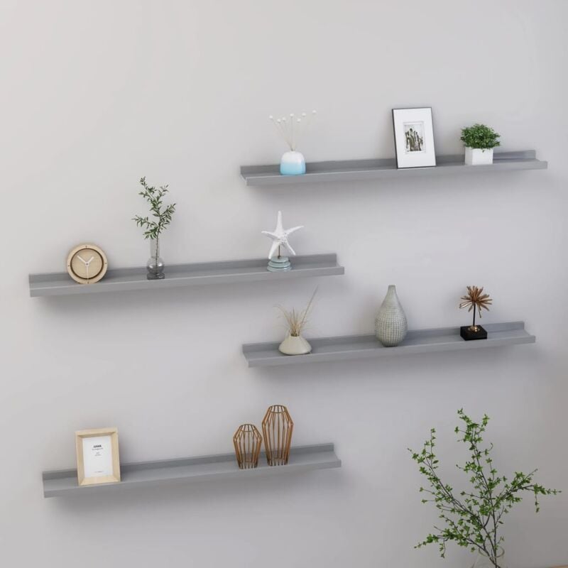 foto del prodotto set da 4 mensole a sospensione in legno grigie disponibili in varie misure dimensioni 80 x 9 x 3 cm