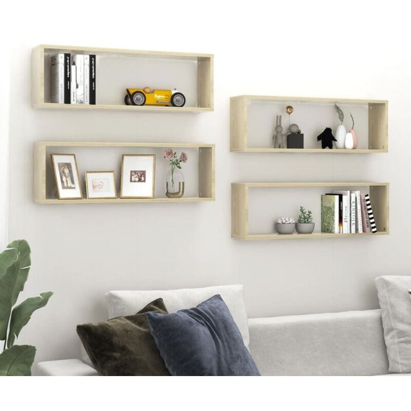 foto del prodotto set da 4 mensole da parete moderne in legno disponibili vari colori colore marrone