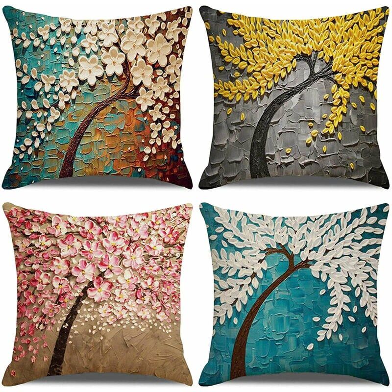 foto del prodotto set da 4 pezzi in cotone e lino per divano, decorazione per la casa, federa super morbida per la casa, decorazione per soggiorno, camera da letto,