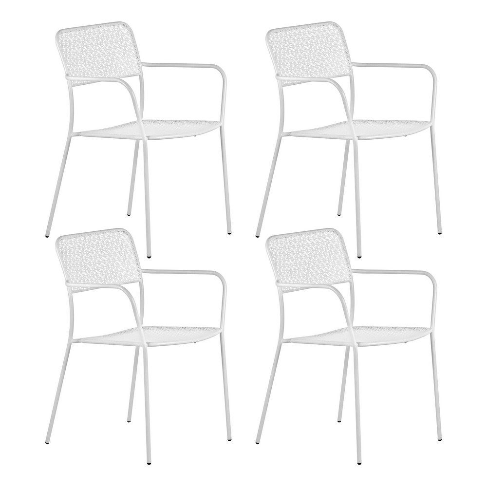 foto del prodotto set da 4 sedie da giardino aura con braccioli e motivo floreale bianco