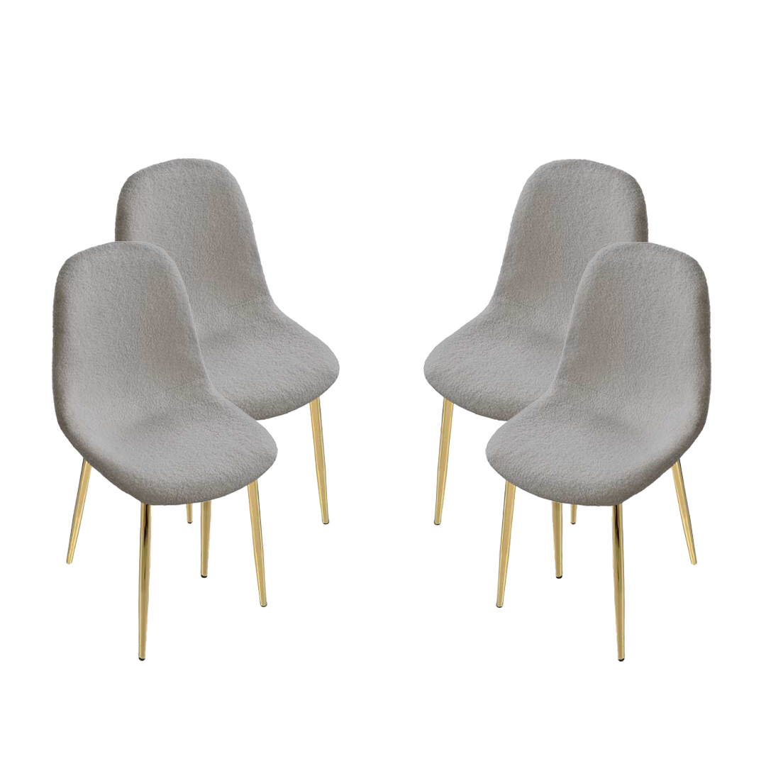 foto del prodotto set da 4 sedie imbottite teddy in tessuto grigio con gambe oro 44x48x88 cm