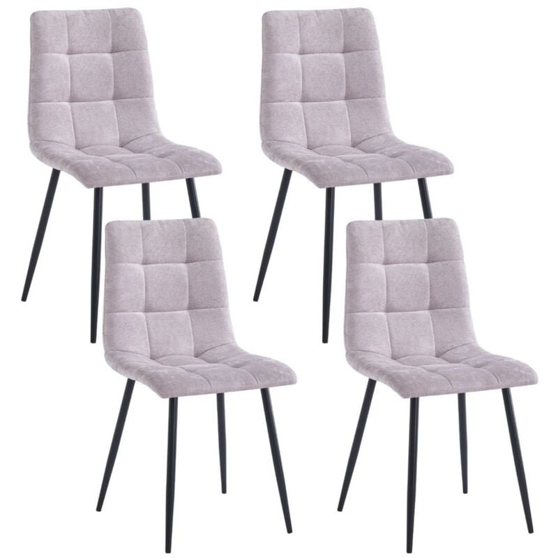 foto del prodotto set da 4 sedie trapuntate in tessuto grigio chiaro - chris