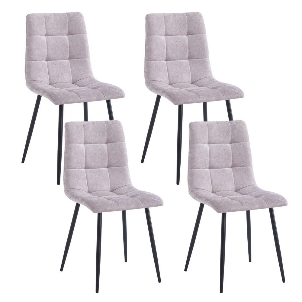 foto del prodotto set da 4 sedie trapuntate in tessuto grigio chiaro modello chris