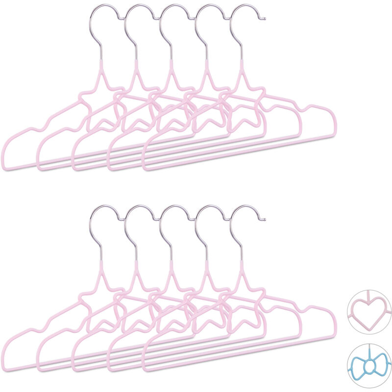 foto del prodotto set da 40 grucce per bambini con stella, decorate, salvaspazio, appendini, stampelle, 30 cm, ferro, rosa chiaro